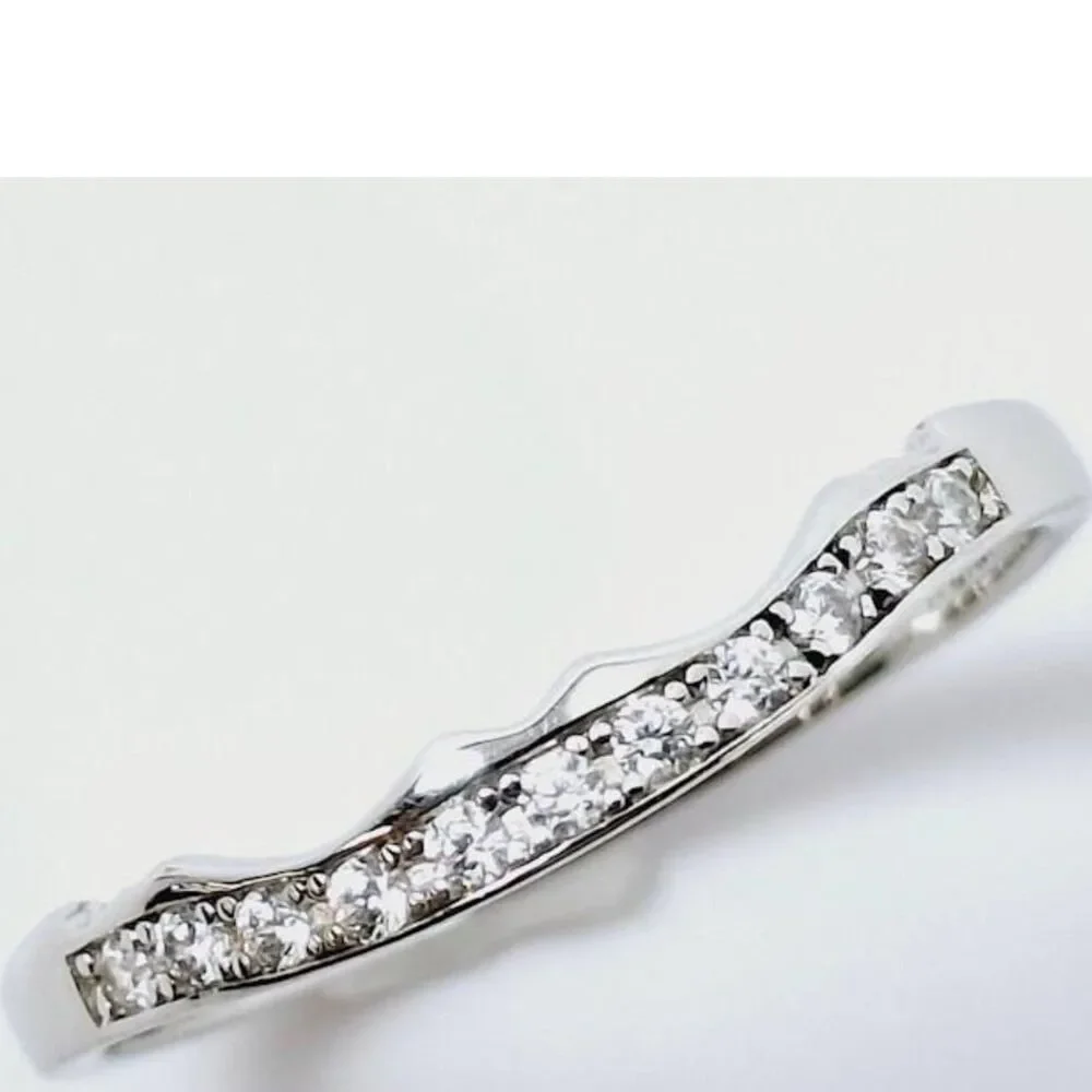 Silver & CZ Band Ring - Size 10.75